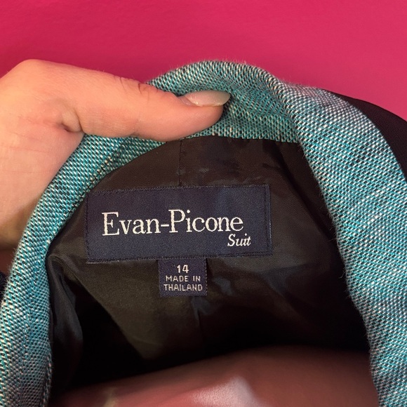 Evan Picone Teal Blazer with Black Trim - Picture 2 of 3